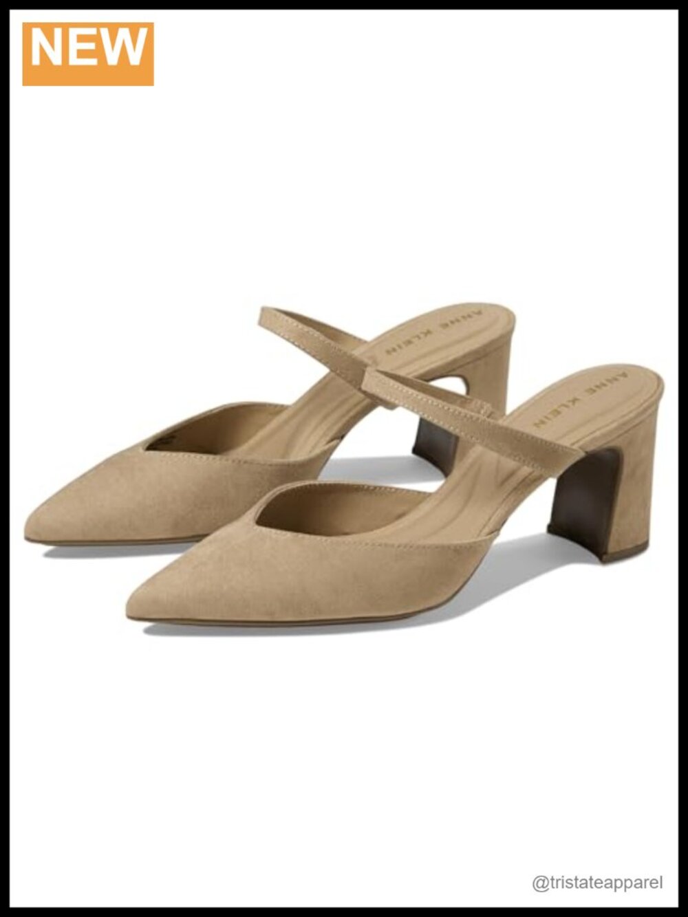 Pointed Toe Block Heel Slip-On Pumps Faux Suede Formal Dress Shoes